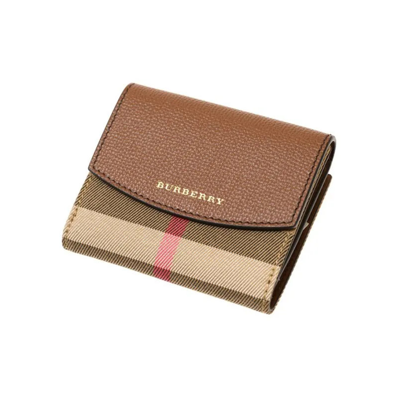 Burberry Canvas With Leather Card Clip Card Holder Wallets Regular Women's Khaki-2