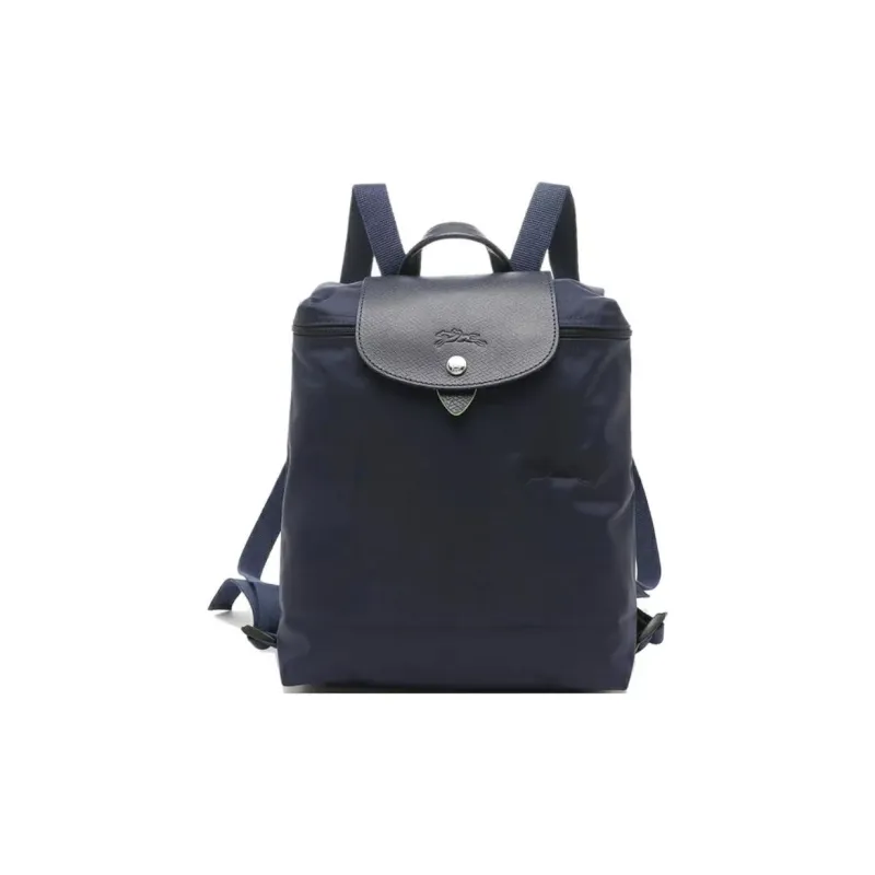 LONGCHAMP Le Pliage Green Recycled Canvas With Leather Trim Backpack Women's Marine Blue-0