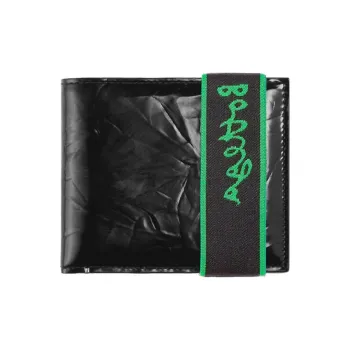 Bottega Veneta Elastic Band Bi fold Wallet Black / Green
