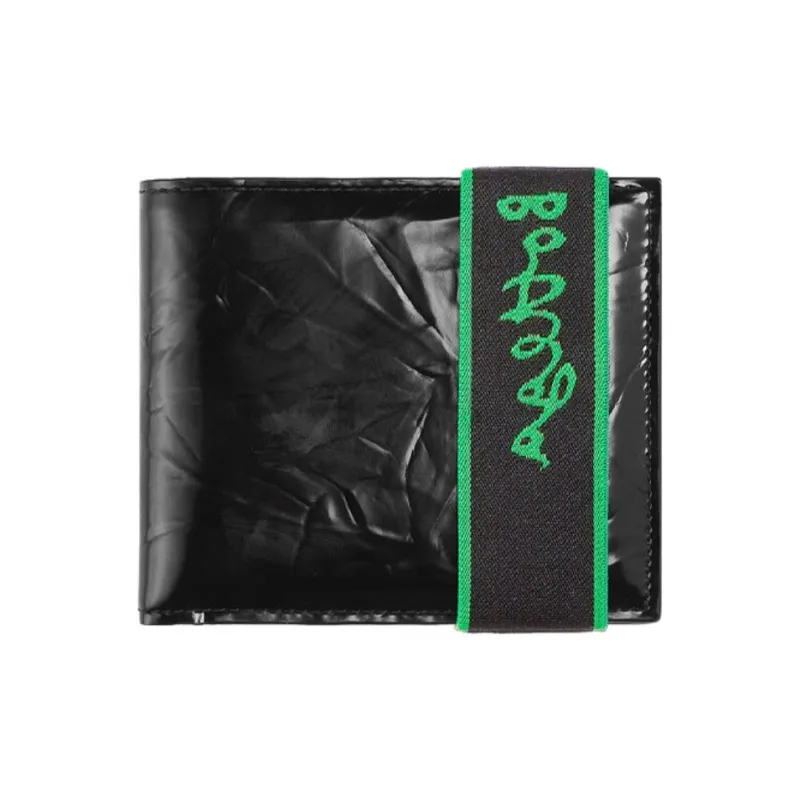 Bottega Veneta Elastic Band Bi fold Wallet Black / Green-0