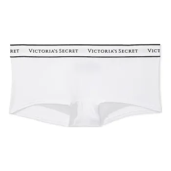 Victoria's Secret 24 Big Show Collection Logo Cotton Boyshort Panty/White/Ivory Underpants Women's White