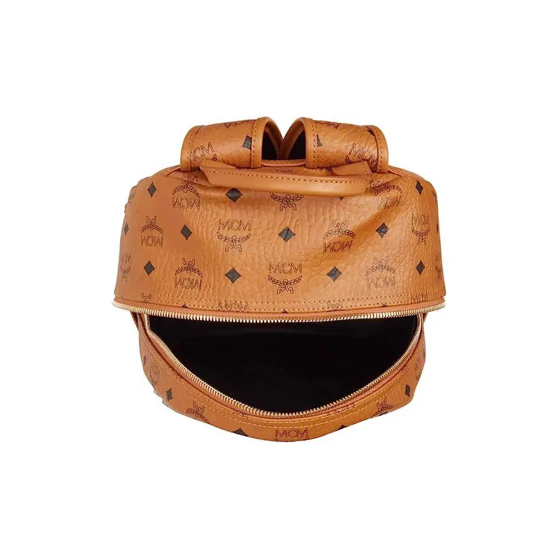 MCM Stark Backpack Visetos M Studs Medium Cognac-6