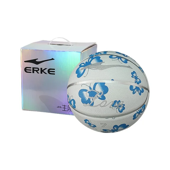 Erke Rubber Basketball Blue White Size 7 Ball Training-3