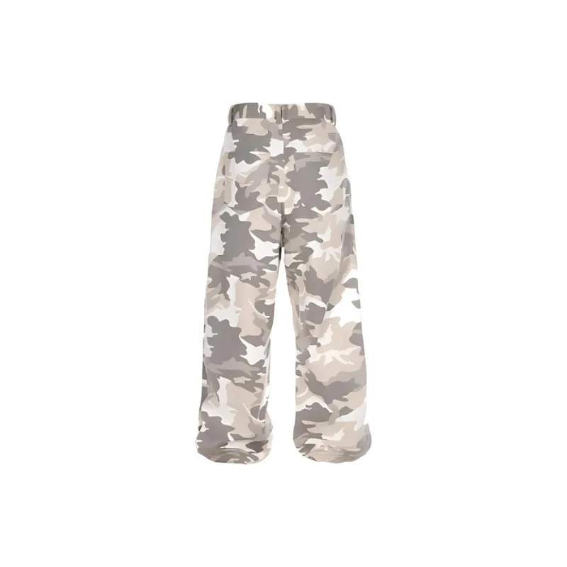 STEEPC Casual Pants Unisex Gray And White Camouflage-1