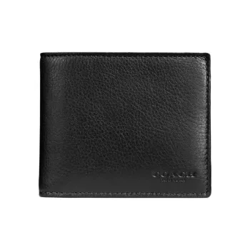 COACH 3 IN 1 Wallet Smooth Calf Leather Wallet Mini Men's Black