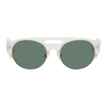 DRIES VAN NOTEN Metal Acetate Plate Aviator Sunglasses Unisex White