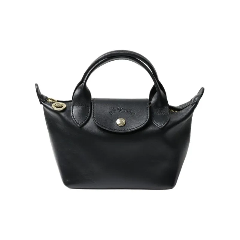 LONGCHAMP Leather With Genuine Leather Dumpling Bag Handbags Mini Unisex Black-0