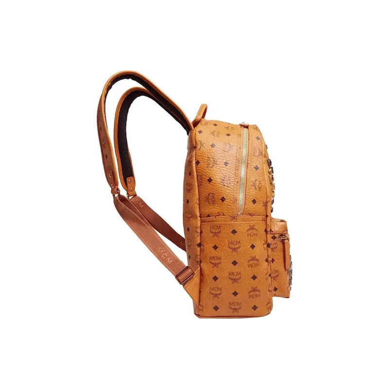 MCM Stark Backpack Visetos M Studs Medium Cognac-4