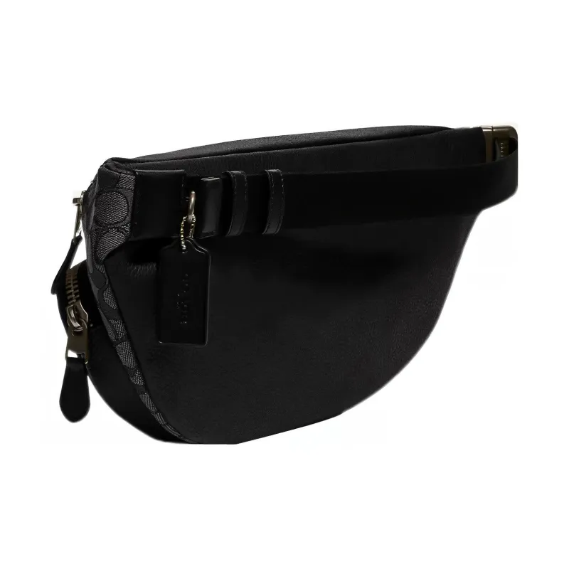 COACH Jacquard Fabric With Pebbled Leather And Calfskin Shoulder Bag, Crossbody Bag, Fanny Pack Tubas Women's Black-2