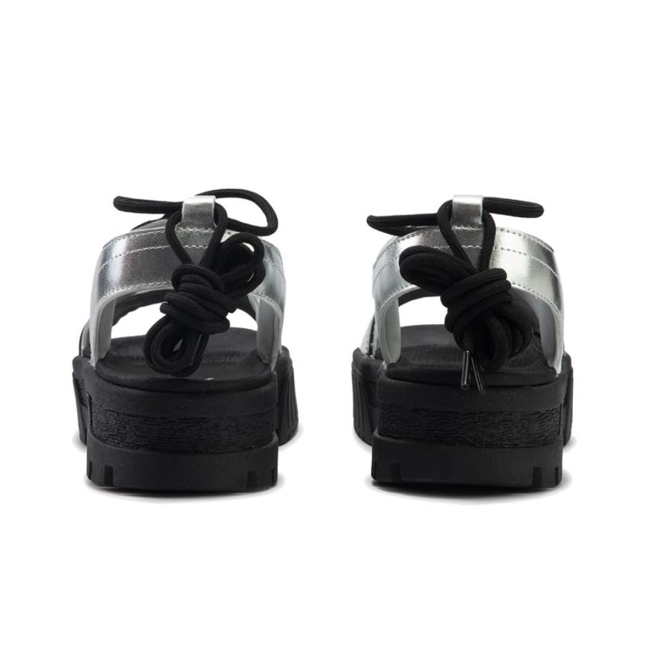 国内配送 PUMA CILIA WEDGE SANDAL BLACK /WHITE PUMA Cilia Wedge Sandals 'Silver' Women's Silver/Black EU 37