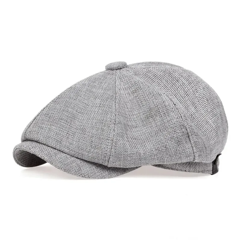 AAJF Linen Octagonal Cap Spring Summer Thin Breathable Baseball Cap Men's Vintage Beret Painter Beret Men's-2