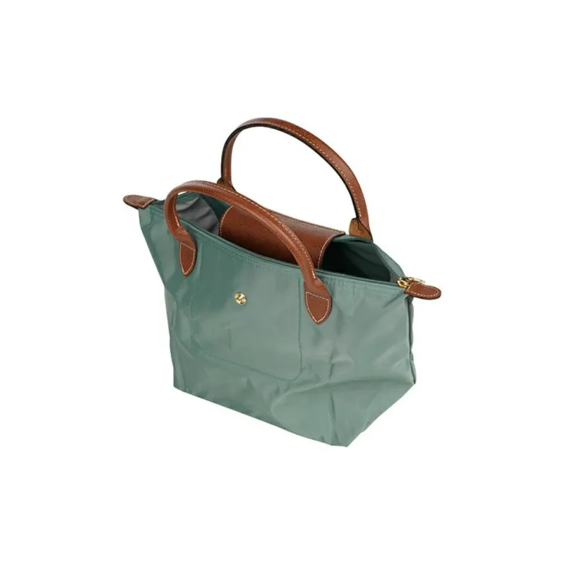 LONGCHAMP Le Pliage Canvas With Leather Handbag Small Size Women's Elm Green-4
