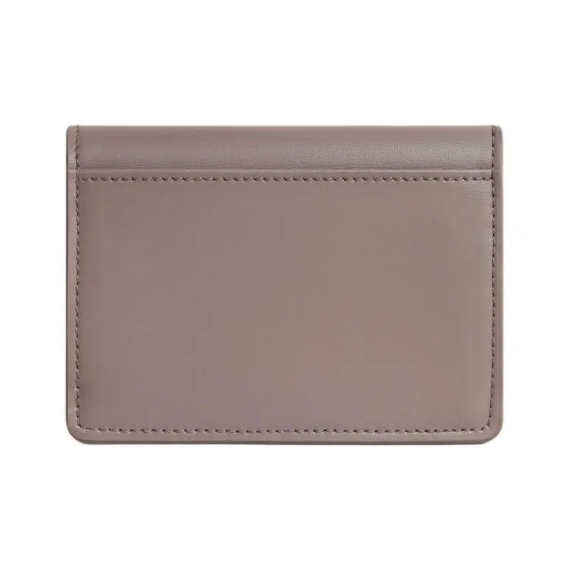 CELINE Triomphe Shiny Calfskin Patchwork Leather Card Holder Women's Eggstone Gray-2