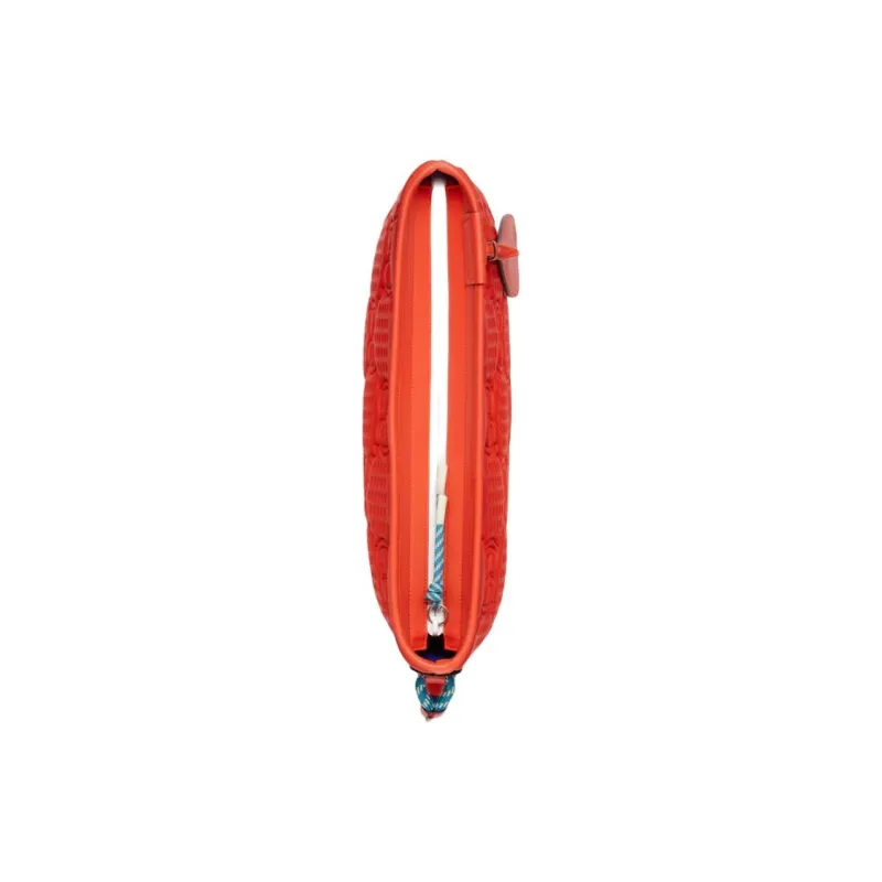 GUCCI Polyurethane With Artificial Silk And Leather Clutch Large Size Women's Orange-5