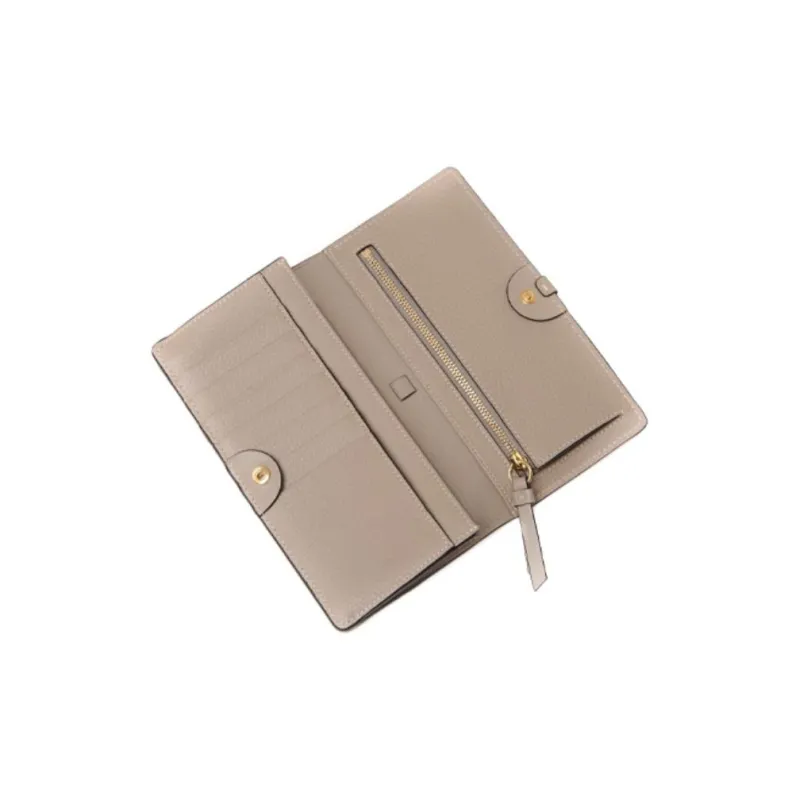 Chloe Grained And Shiny Calfskin Flap Long Wallet Women's Light Brown-2
