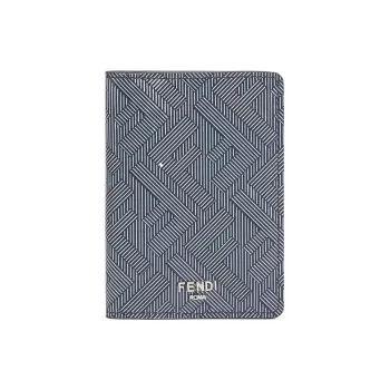 FENDI Leather Wallets Card Holders Men's Light Gray/Blue