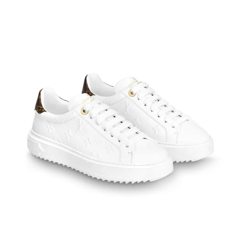 LOUIS VUITTON Time Out Sneakers 'White Monogram With Brown' Women's-2