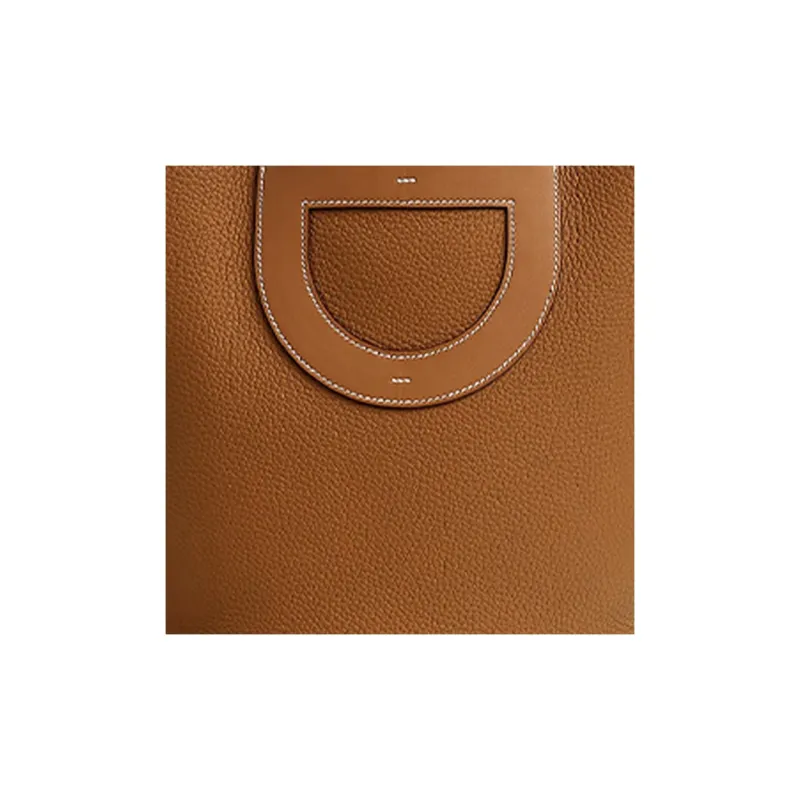 HERMES In The Loop Clémence Bullhide With Swift Calfskin Basket Bag Handbag Bucket Bag Women's Gold-3