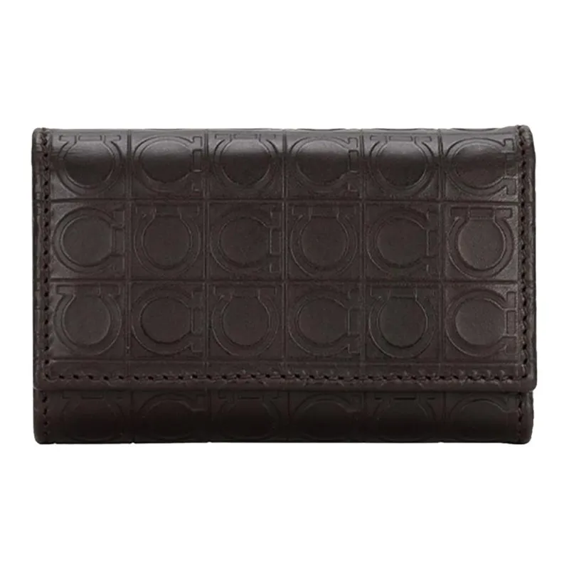FERRAGAMO Cow Leather Key Clip Unisex Black-0