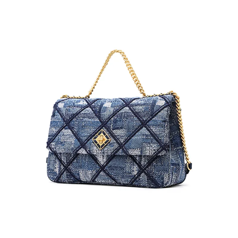 FION Fabric Tote Bag, Shopping Bag, Shoulder Bag, Handbag Medium Size Women's Dark Blue-1