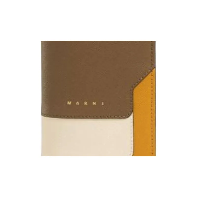 MARNI Trunk Cow Leather Wallet Regular Women's Brown/White/Orange-6