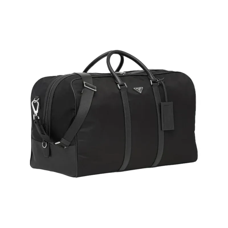 PRADA Nylon And Saffiano Leather Travel Bag Handbag Unisex Black-1