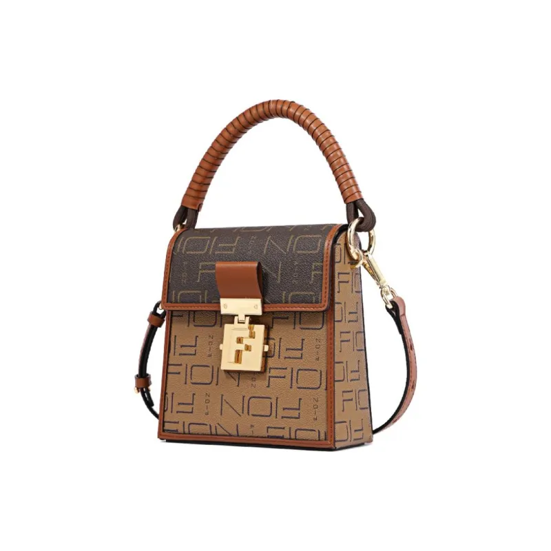 FION Cow Leather Patchwork With Artificial Leather One Shoulder Handbags Small Size Women's Multicolor-1
