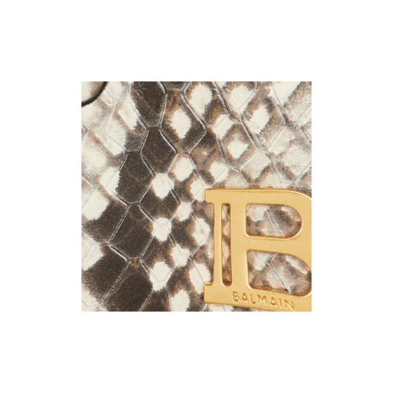 BALMAIN B-BUZZ Calfskin Card Holder Women's Brown-2