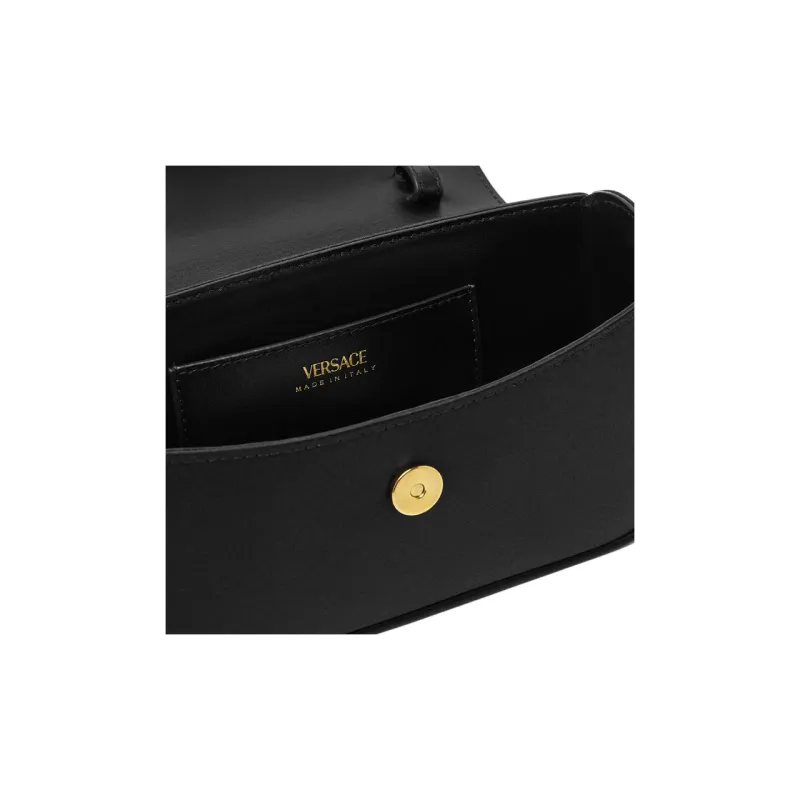 VERSACE La Medusa Satin Shoulder Bag Crossbody Bag Handbag Mini Women's Black-4