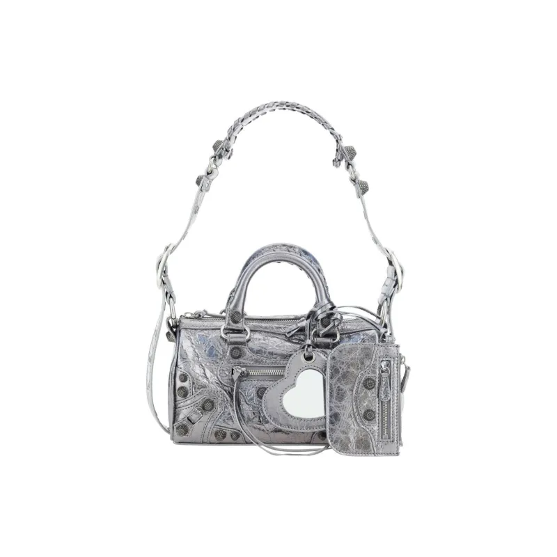 Balenciaga Lambskin Portable Crossbody Bag Shoulder Bag Mini Women's Silver-0