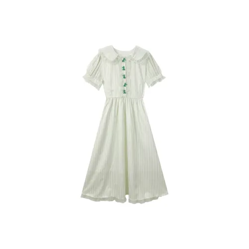 DOSOHEB Short-Sleeved Dresses Women's Light Green