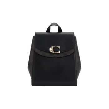 COACH Celia Cow Leather Patchwork Backpack Small Size Women's Black & Monogram