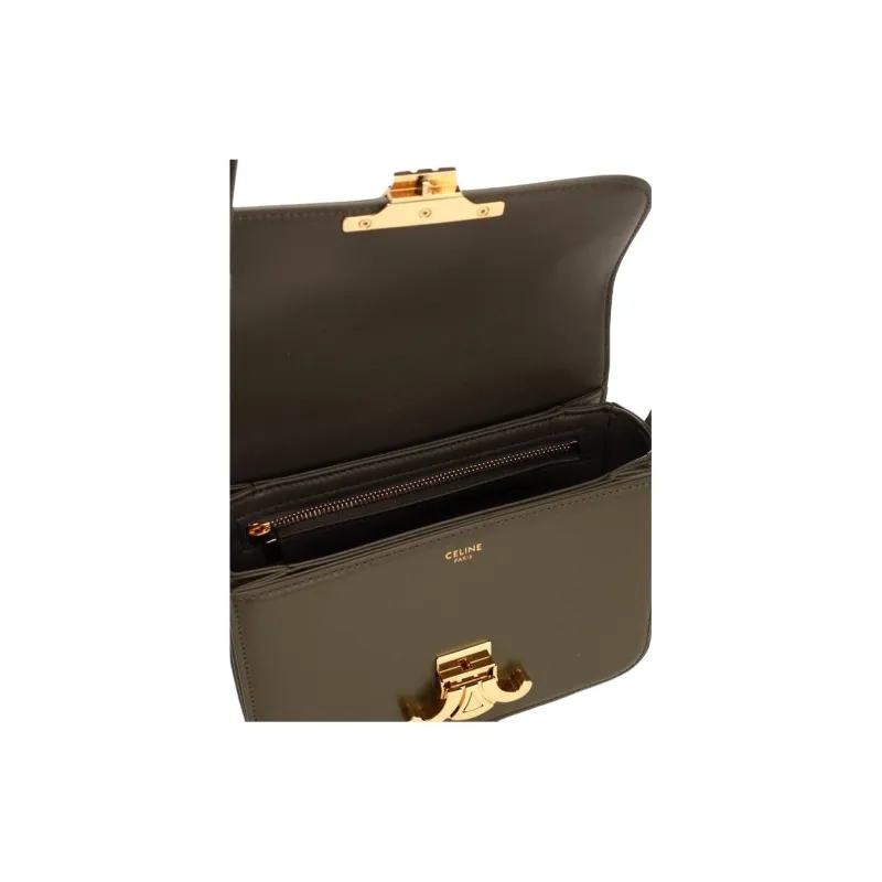CELINE Triomphe Cow Leather Shoulder Bag Women's Green-3