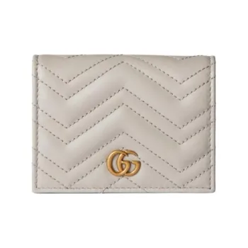 GUCCI GG Marmont Leather Wallet Women's Light Beige