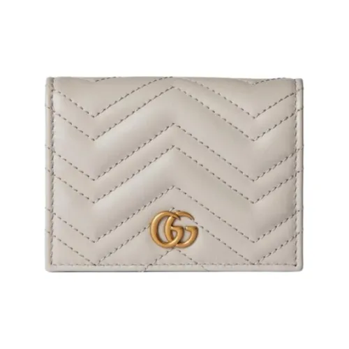 GUCCI GG Marmont Leather Wallet Women's Light Beige