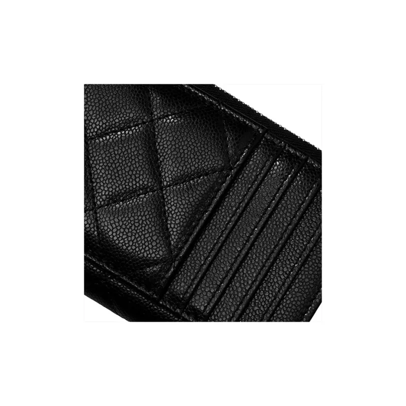CHANEL Grain Caviar Cow Leather Card Holder Women's Black-5