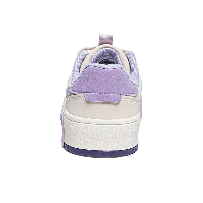 Warrior Durable Lightweight And Breathable Low Top Skateboard Shoes Women's Dark Beige Purple-2