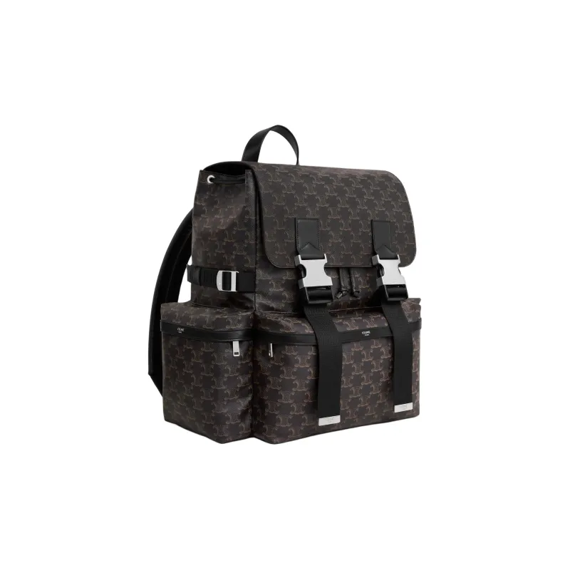 CELINE Leather Trim Backpack Men's Black-1