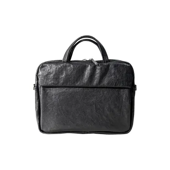 DOSRFINI Cow Leather Portable One Shoulder Crossbody Laptop Bag Men's Black
