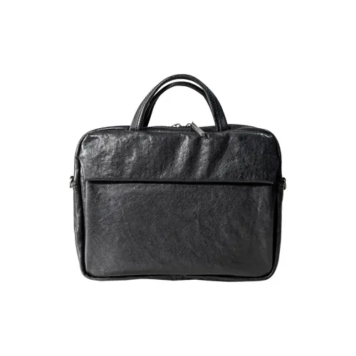 DOSRFINI Cow Leather Portable One Shoulder Crossbody Laptop Bag Men's Black