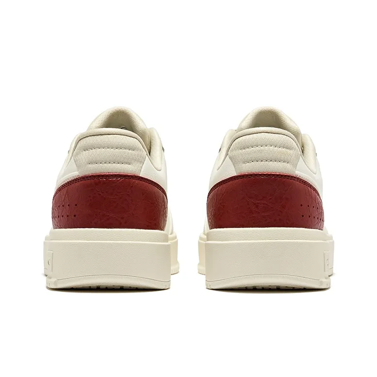 Erke Fun Play Durable Breathable Low Top Skateboard Shoes Men's Microcrystal White Bordeaux Red-4