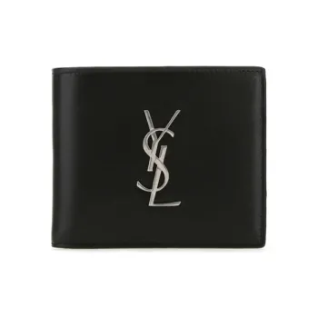 SAINT LAURENT CASSANDRA Leather Wallet Unisex Black