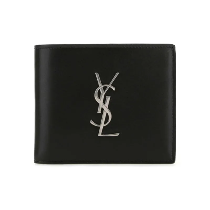 SAINT LAURENT CASSANDRA Leather Wallet Unisex Black-0