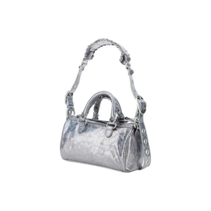 Balenciaga Lambskin Portable Crossbody Bag Shoulder Bag Mini Women's Silver-3
