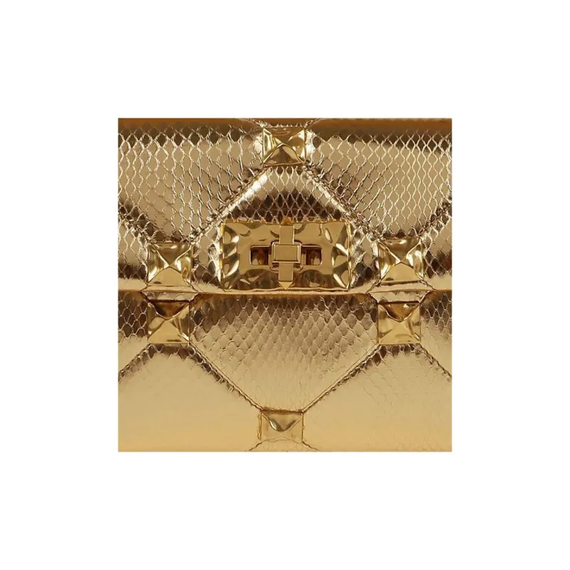 Valentino GARAVANI Calfskin Tote Bag Shopping Bag Handbag Women's Gold-3