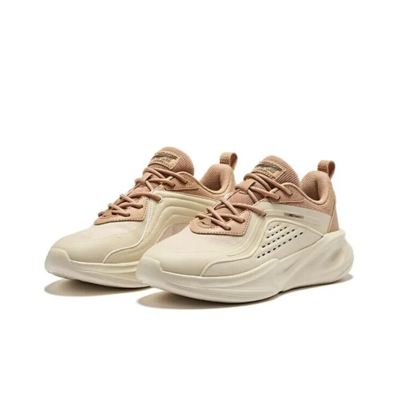 Erke Cushioning Wear-Resistant Low-Top Casual Shoes Women's Beige Brown-2