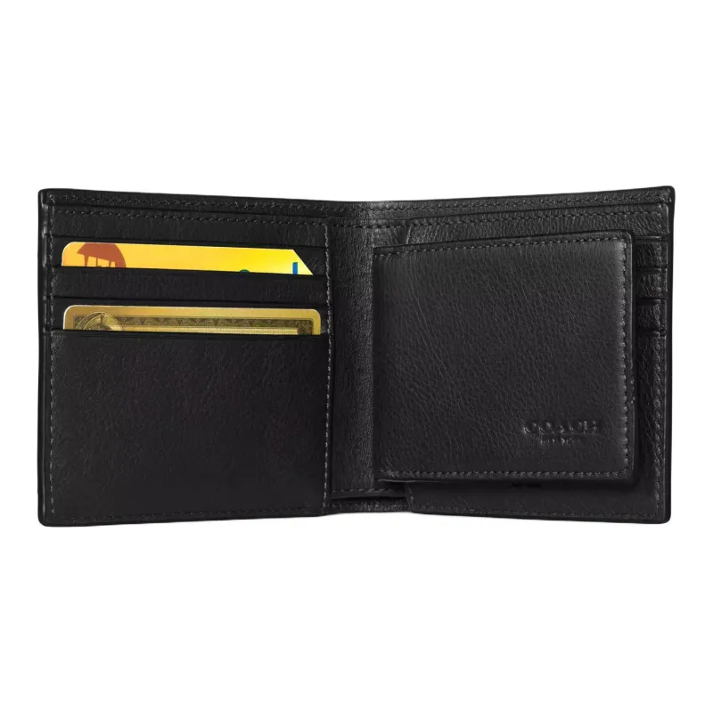 COACH 3 IN 1 Wallet Smooth Calf Leather Wallet Mini Men's Black-1