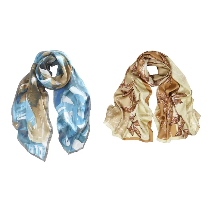 MARJAKURKI Silk Scarf 'Lively Spring Water'+'Peaceful Oasis' Greeting Card Women's-15