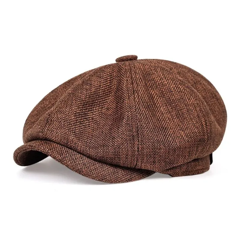 AAJF Linen Octagonal Cap Spring Summer Thin Breathable Baseball Cap Men's Vintage Beret Painter Beret Men's-4