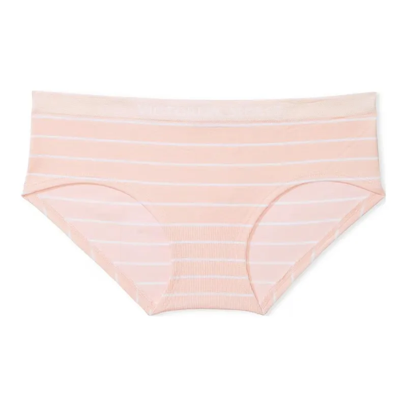 Victoria's Secret Seamless Lace-Trim Hiphugger Panty Stripe Underpants Women's 1 Pack Pink Stripes-0
